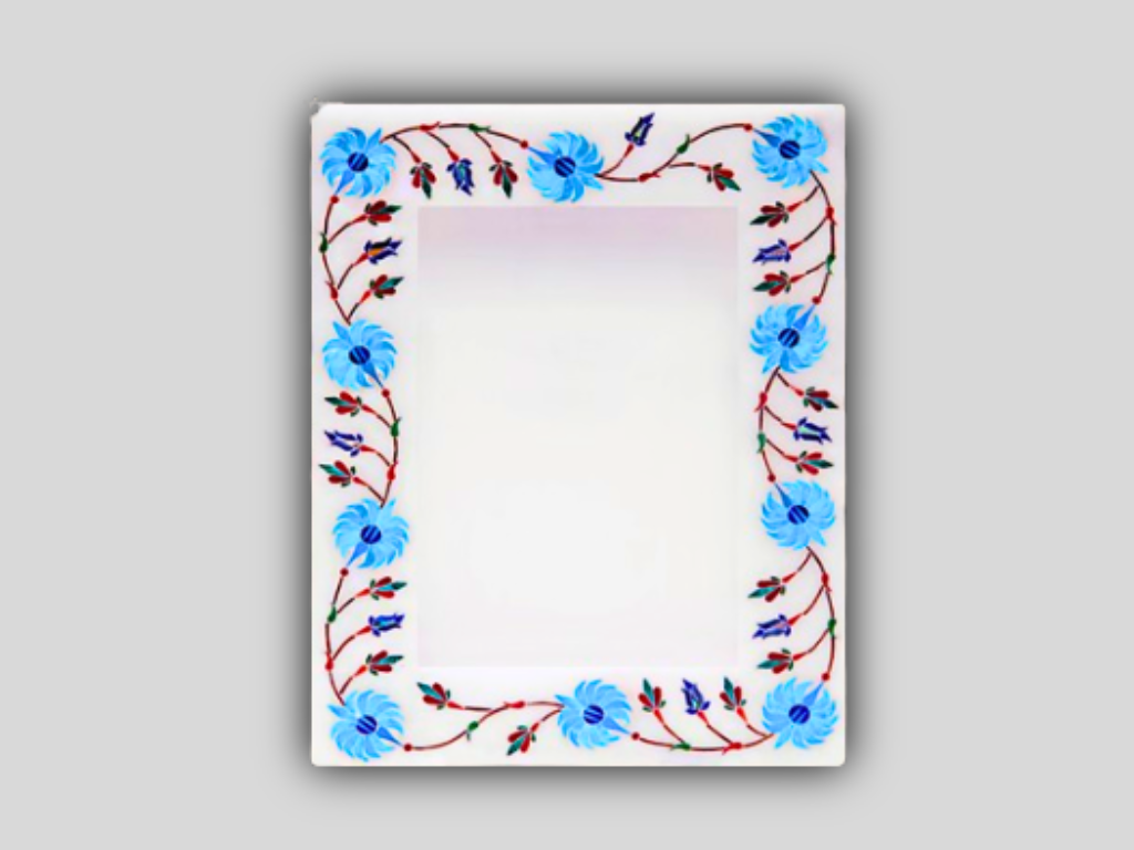 White Top Marble Photo Frame Turquoise Inlay Decors